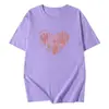 Camiseta 100% Algodão Plus Size para Mulheres, Estilo Novo de Manga Curta para o Verão, Design de Coração Rosa, Comprimento Médio, Caimento Solto, Estilo Europeu Camiseta 100kg