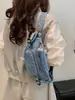 Riñonera de Pecho de Mezclilla Estilo Japonés para Mujer 2026 Nueva de Moda Nicho Mochila Pequeña Riñonera para Mujer Bolso Cruzado Casual Versátil