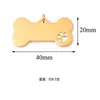 Fabricante de origen acero inoxidable pulido forma de hueso de pata hueca etiqueta para mascota etiqueta de perro colgante colgante en stock