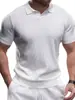 Nova camisa de malha de manga curta de verão para homens, camisa polo de seda gelada, gola V, camiseta de negócios slim fit, atacado transfronteiriço