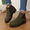 Botines Talla Grande Transfronterizos para Mujer 2026 Primavera Otoño Nuevos Botas Martin Punta Redonda Tacón Grueso Tacón Medio Elásticos Chelsea para Mujer