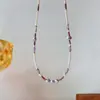 Collar de Piedra Natural Morada Exquisito Retro Versátil Moda Original con Cuentas de Cruz Cadena para Clavícula de Lujo Ligero de Gama Alta