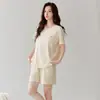Pijama de algodão modal para mulheres, shorts de seda gelada de manga curta para o verão, algodão fino e fresco, adequado para usar fora de casa como roupa caseira no verão