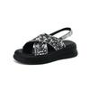 Sandalias Populares de Estilo Chino con Tiras Cruzadas de Lentejuelas y Suela Gruesa de Punta Abierta para Mujer, Sandalias Casuales de Playa de Verano