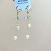 [País de los Sueños de Alicia] Aretes de Sirena con Corona Floral Estilo Francés, Sin Perforación, Diseño Único, Pendientes Versátiles