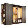 Perchero de estilo abierto con puertas correderas, armario con estante de acero, gabinete metálico para dormitorio en casa, estante de almacenamiento de pie fácil de montar