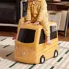 Papelera Estilo Autobús Vintage para Uso Doméstico, con Ruedas, Móvil, Diseño de Ranura Estrecha, Adecuada para Sala de Estar, Dormitorio, Habitación Infantil, Contenedor de Almacenamiento de Papelera Tipo Prensa