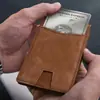 Amazon Cartera Retro de Cuero Crazy Horse para Hombre, Cartera Ultra Delgada Rfid para Rastreador Apple con Múltiples Ranuras para Tarjetas, Portatarjetas Airtag