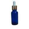 Suministro Listo Botellas de Aceite Esencial Azul de 100 ml con Anillo de Aluminio Electroquímico Gotero de Punta de Plástico Puede Rociar Color Estampado en Caliente Serigrafía