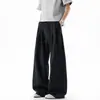 Calça Social Plissada de Linho Falso Estilo Old Money para Homens, Verão Fina Respirável Esportiva Versátil Larga Reta Casual