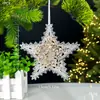 Decoraciones navideñas transfronterizas lentejuelas colgante acrílico colgante de copo de nieve transparente accesorios para la disposición de la escena del árbol de Navidad