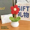 Regalo de Cumpleaños Niñas Flor Pomposa Maceta Estación Decoración de Escritorio Adornos Tejido a Mano Lana Artificial Flor Artificial