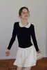 Suéter Corto de Punto Trenzado con Cuello de Muñeca Ajustado EGKA para Mujer, Cárdigan de Otoño, Top Elegante y Adelgazante de Manga Larga