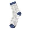 Meias de urso femininas de comprimento médio para outono e inverno, meias fofas para estudantes, estilo japonês ins, meias xadrez azuis da moda, femininas para primavera e outono