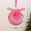 Bola de Navidad envuelta en terciopelo transfronteriza, bola colgante individual de 8 cm con lazo, adorno navideño decorativo de bola de plástico