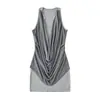 Elegante Chaleco de Cuello Oscilante Estilo Spice Girl con Cuelga Cuello Falso de Dos Piezas para Mujer Verano 2025 Nuevo Estilo Coreano Sexy Ropa Exterior Delgado