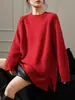 Suéter de punto pullover nuevo estilo para mujer, manga raglán de longitud media, cuello redondo, suave y cómodo, para otoño e invierno, prenda exterior holgada y relajada, transfronterizo