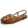 Sandalias Romanas de Verano 2026 para Mujer, Tejidas Huecas Transpirables Ligeras, Diseño Maestro, Cuña Baja, Planas, Punta Redonda, Punta Cerrada