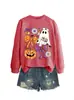 Sudadera linda y divertida de Halloween para mujer con diseño de fantasma, moño, flor, calabaza, murciélago para Amazon, Wish y tiendas independientes
