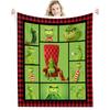 Manta de Franela Monstruo de Pelo Verde Grinch Navideño de Halloween Amazon Transfronterizo Manta con Impresión Digital