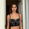 Corsé Sexy Estilo Europeo y Americano Transfronterizo de Aliexpress con Cadena de Pedrería Resistente, Sujetador Push-Up Ajustable de Ballenas para Exportación