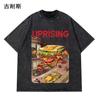 Cross-border atacado lavado velho de manga curta T-shirt verão marca de moda moda oversize moda moda roupas anime estampado camiseta masculina