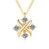 Nuevo Collar Transfronterizo de Plata de Ley 925 con Colgante de Cruz, Pequeño Estilo Chanel Chapado en Oro Pt950, Cadena de Clavícula de Lujo de Alta Gama