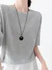 Camisa de Tricô Azul Claro de Linho com Manga Média, Estilo Fino de Verão, Respirável, Levemente Transparente, Simples, Versátil, Solta, Estilo Preguiçoso, Manga Curta