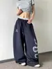 Calça Casual de Alta Qualidade Estilo Americano Moda de Rua Hot Girl com Strass Estampa de Cobra para Mulheres, Verão Solta Versátil Esportiva Casual