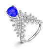 Nueva Entrada Joyería de Lujo Anillo Corona de Plumas Completamente Diamantado Forma de Pera Diamante de Alto Carbono Anillo de Diamante Alas de Ángel