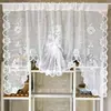 Cortina enrollable estilo mariposa transfronteriza, cortina de encaje blanco tejida, cortina visillo para ventanales, mampara de cocina, cortina de puerta
