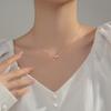 Collar de Plata S925 para Mujer Versión Japonesa y Coreana Anillo de Mobius Diamante Dulce Redondo Entrelazado Adorno de Cuello D8965