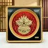 Base roja con adorno "Cien Bendiciones" de pan de oro, cuenco del tesoro del Dios de la Riqueza, navegación tranquila, decoración de escritorio creativa para atraer la fortuna, regalo de negocios