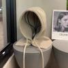Gorro pasamontañas coreano para mujer, gorro cálido de invierno, bufanda de una pieza tejida con protección para las orejas, gorro de lana tejido