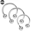 Piercing de Nariz em Liga de Titânio F136 Rosca Interna Dupla Esfera Barra C Piercing Labial Argola Ferradura Unha de Mamilo Anel de Osso da Orelha G23 Titânio Piercing Labial