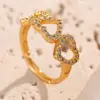 Anillo Exquisito de Circonita Súper Brillante de Celebridad de Internet para Niñas, Lujo Ligero de Alta Gama, Anillo Ajustable de Apertura, Simple con Electrochapado en Oro Real