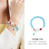 Pulsera de plata de ley S925 con diseño de gato y calcedonia blanca aguamarina para mujer, estilo chino, diseño de alta gama, exquisita y bonita.