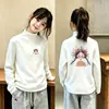 Blusa de base para meninas outono e inverno média e grande crianças meninas bebê roupa íntima gola alta estilosa infantil quente top t