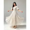 Comercio Exterior Ropa de Mujer 2026 Primavera/Otoño Nuevo Vestido Largo de Manga Corta de Lunares Cardigan Ceñido a la Cintura Vestido de Cuello en V