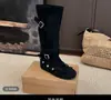Botas de Plataforma con Tacón Oculto para Mujer 2026 Nuevo Estilo Verano Botas de Caña Alta con Hebilla de Cinturón y Lazo Versátiles Botas Largas de Ballet
