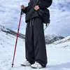 Calças masculinas impermeáveis com forro de fleece para outono e inverno, calças de trabalho largas e retas, tendência para atividades ao ar livre, calças casuais grossas