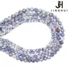 Jinghui Accesorios para joyería DIY cuentas redondas cortadas con puntos azules naturales material de accesorios con cuentas hechos a mano 2m-4m cuentas sueltas