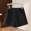 Shorts de Lana Gris Retro para Mujer Otoño Invierno Petite Ropa Exterior Versátil Adelgazantes Cintura Alta Línea A Pantalones de Pierna Ancha Pantalones Bootcut