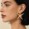 Pendientes de estrella de mar vintage europeos y americanos exagerados, metálicos, brillantes, estilo vacacional en la playa, pendientes únicos para chicas de moda