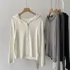 Cárdigan con capucha de color liso pegajoso para mujer, otoño e invierno, estilo coreano, corte ajustado, estiliza, manga larga, chaqueta casual, sudadera corta