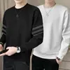Moletom masculino casual, novo modelo de outono, preto, branco, cinza, corte solto, gola redonda, pulôver, manga longa, top esportivo, jaqueta versátil