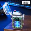 Encendedor electrónico TH613 transparente, resistente al agua y al viento, con pantalla digital y USB, venta al por mayor, venta transfronteriza.