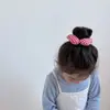 Nuevo tejido de primavera cuadros flor tridimensional anillo para el pelo cuerda para el pelo de niños cuerda para la cabeza bola