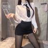 Lingerie Sexy para Mulheres Amantes de Gatos, Uniforme de Secretária Ol Quente e Sedutor, Ajuste Fino Tentador, Apaixonante, Não Precisa Tirar, Professora