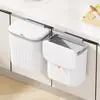 Lixeira sem furos, montada na parede da porta do armário, cesto de lixo doméstico dobrável para armazenamento no banheiro e no vaso sanitário